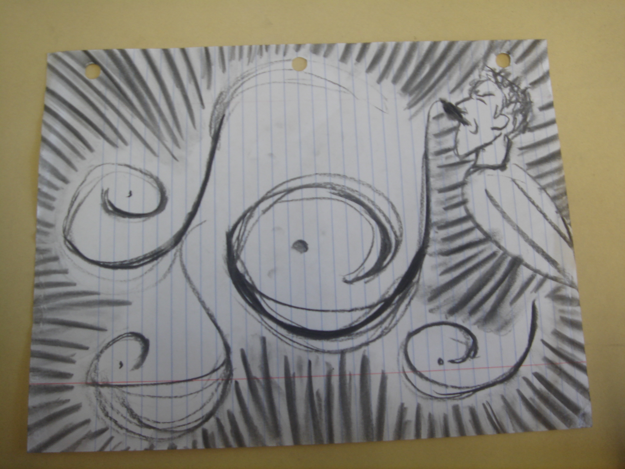 charcoal on lined paper (circa 2010)